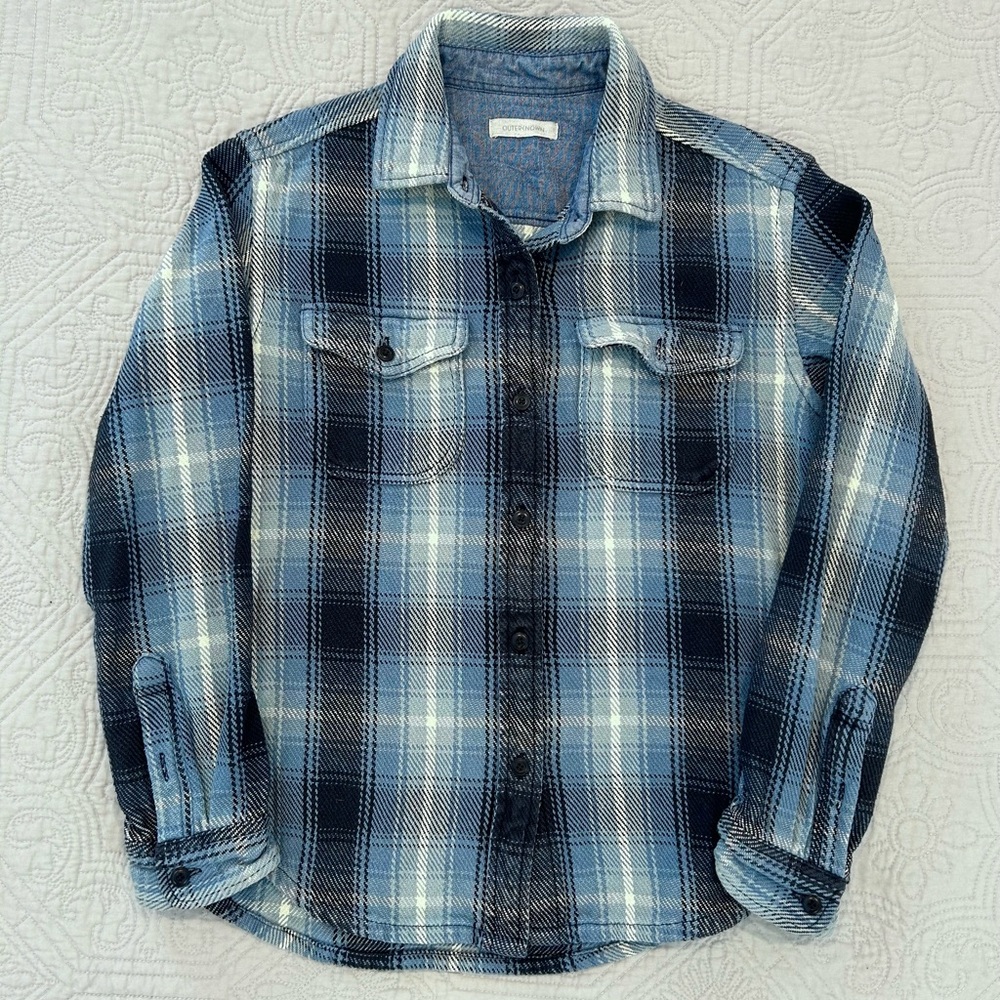 Outerknown Blanket Shirt Men’s Size XS Puget Plaid Heavy Flannel Organic Cotton